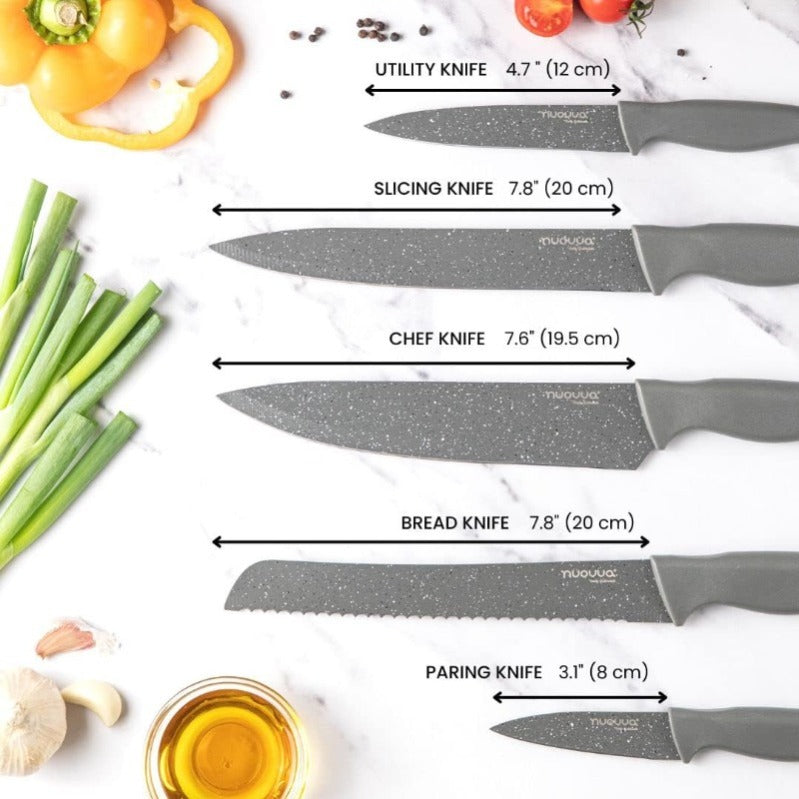 5-Piece Granite Non-Stick Kitchen Knife Set, Nuovva