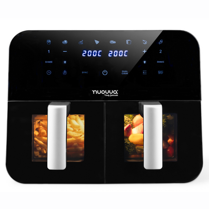 9L Dual Air Fryer Oven with 12 Preset Cooking Functions – 2400W, Nuovva