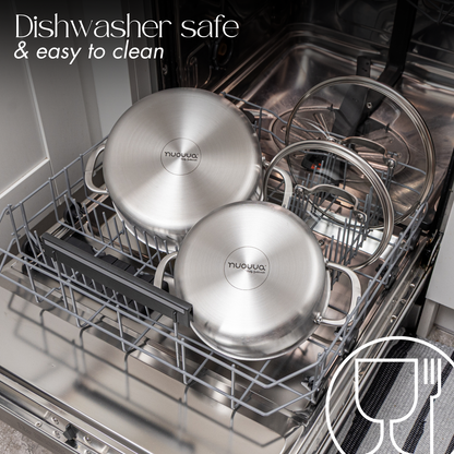 6-Piece Stainless Steel Casserole Set with Glass Lids, Nuovva