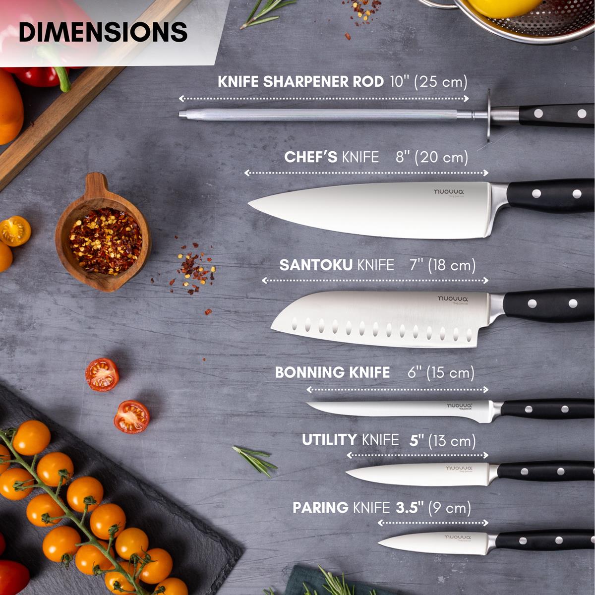 Professional High Carbon Steel Kitchen Knives (Single Knives & Sets), Nuovva