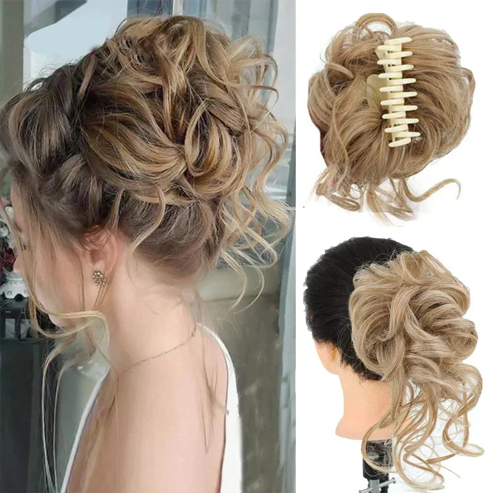 essantials | Curly Hair Bun – Clip-in Hair Piece with Volume and Natural Look