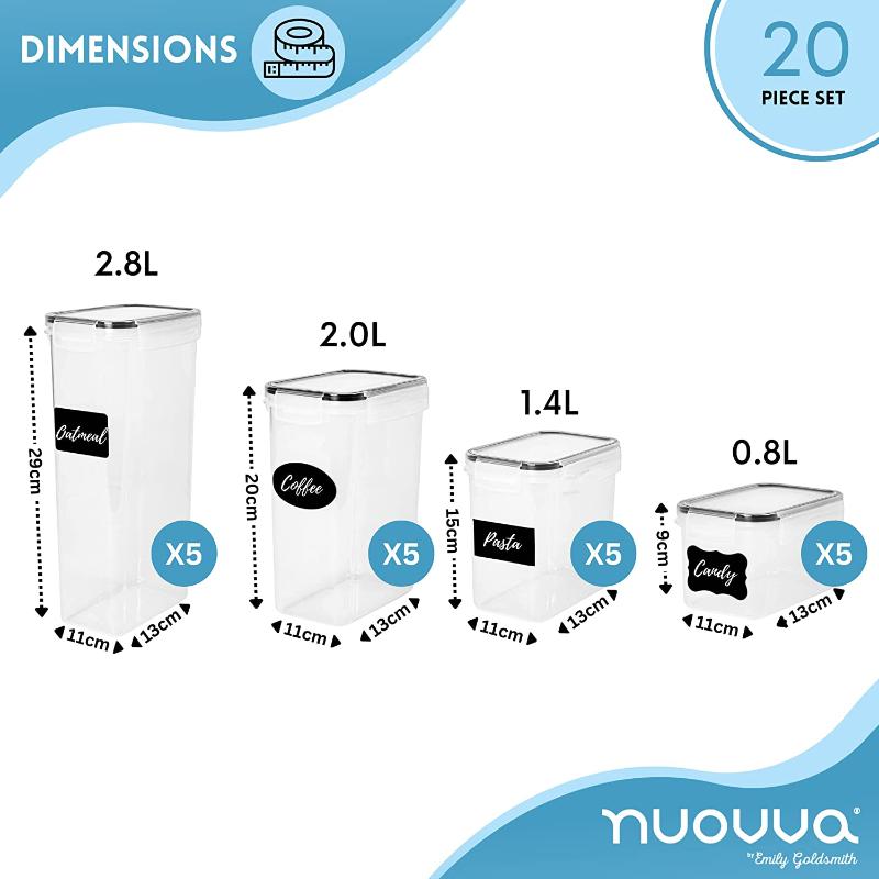 20-Piece Airtight Kitchen Food Storage Container Set (Multiple Sizes), Nuovva