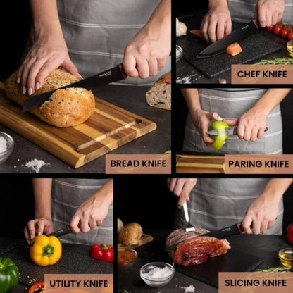 5-Piece Cream Granite Non-Stick Kitchen Knife Set, Nuovva