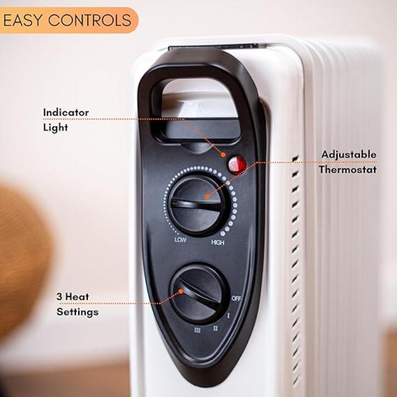 2500W Energy Efficient Electric Heater with 3 Heat Settings - 11 Fin