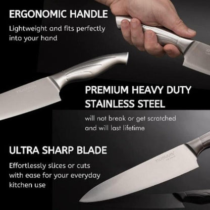 14-Piece Stainless Steel Kitchen Knife Set with Hardwood Block, Nuovva