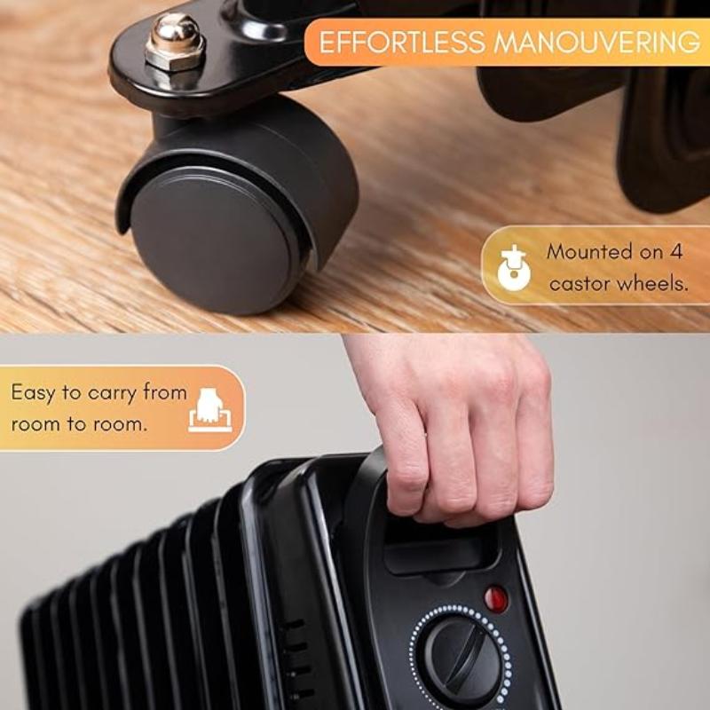 2500W Energy Efficient Electric Heater with 3 Heat Settings - 11 Fin