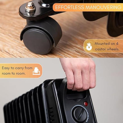 2500W Energy Efficient Electric Heater with 3 Heat Settings - 11 Fin