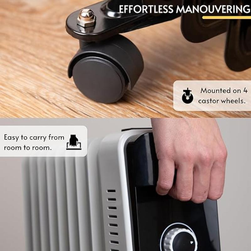 Energy Efficient Electric Heater with 3 Heat Settings - 9 Fin, 2500W