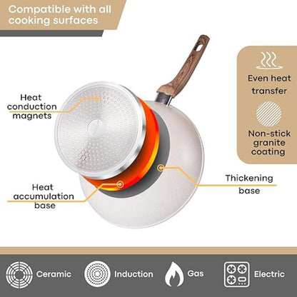 28cm Non-Stick Wok with Glass Lid, Nuovva