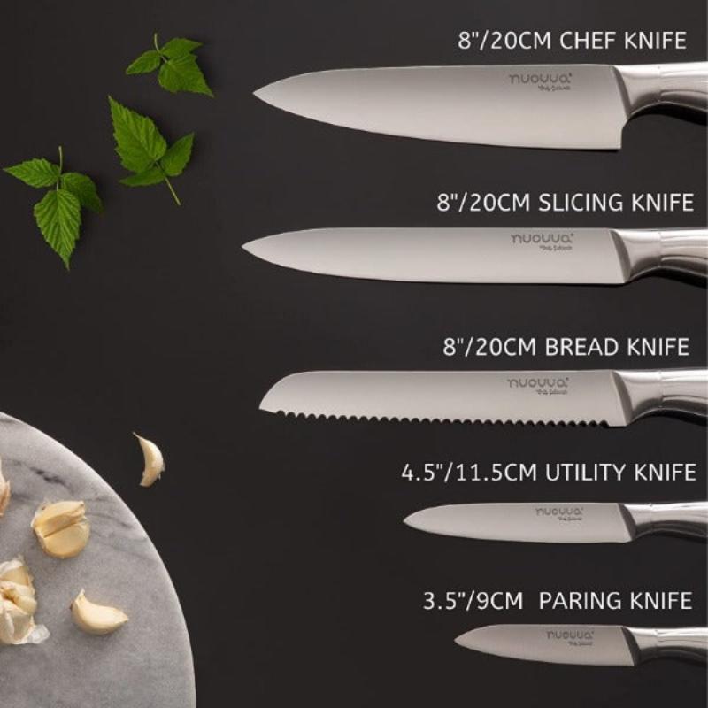 5-Piece Professional Stainless Steel Kitchen Knife Set with Gift Box, Nuovva
