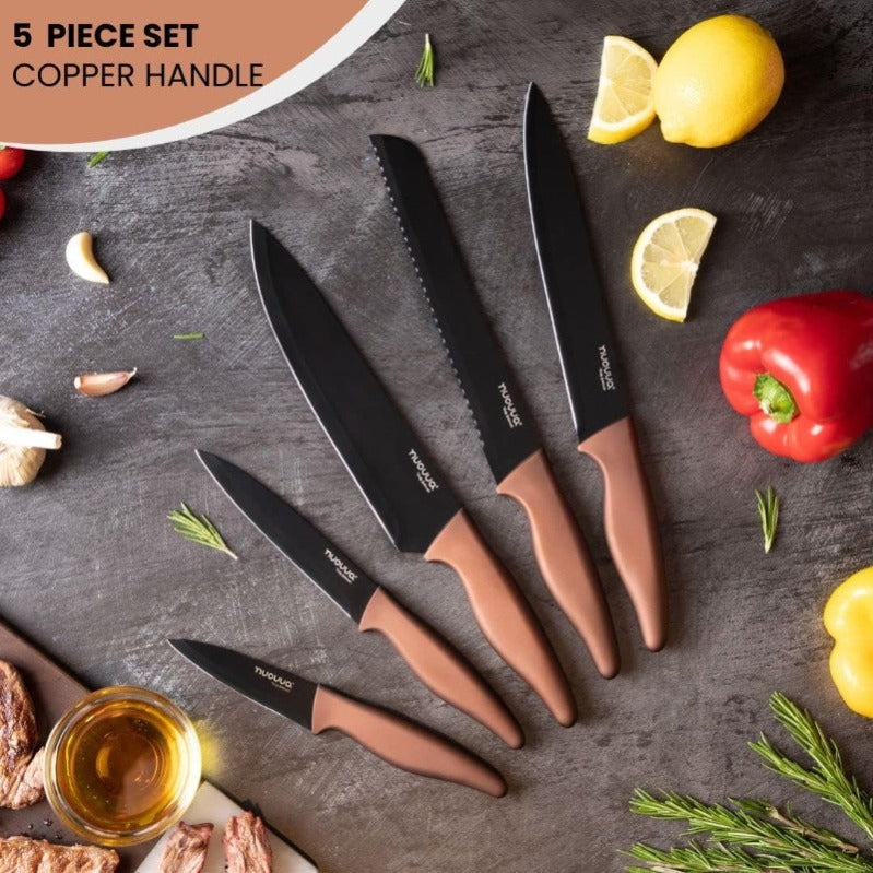 5-Piece Granite Non-Stick Kitchen Knife Set, Nuovva