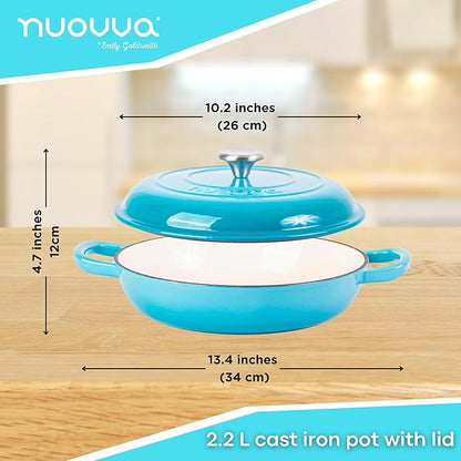 Shallow Enamelled Cast Iron Dutch Oven Casserole Pot (30cm & 32cm), Nuovva