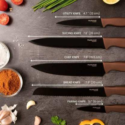 5-Piece Granite Non-Stick Kitchen Knife Set, Nuovva