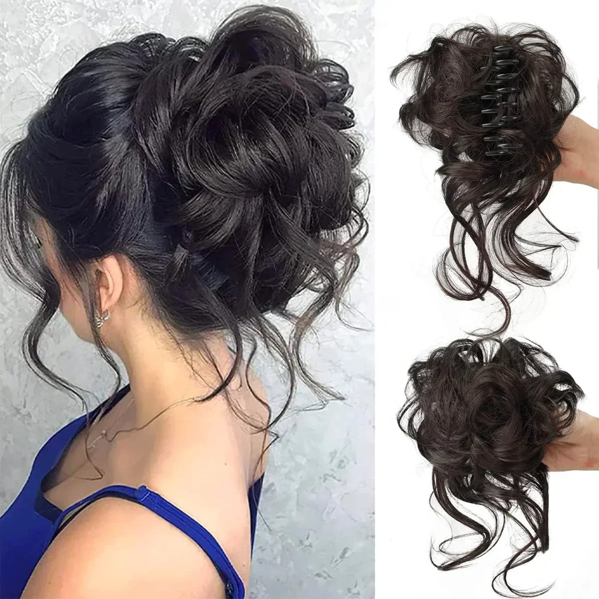 essantials | Curly Hair Bun – Clip-in Hair Piece with Volume and Natural Look