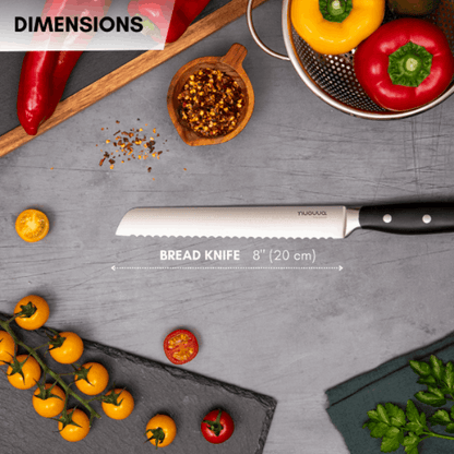 8-Inch Stainless Steel Serrated Bread Knife, Nuovva