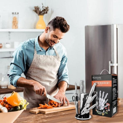 7-Piece  Kitchen Knife Set with Rotating Block, Nuovva