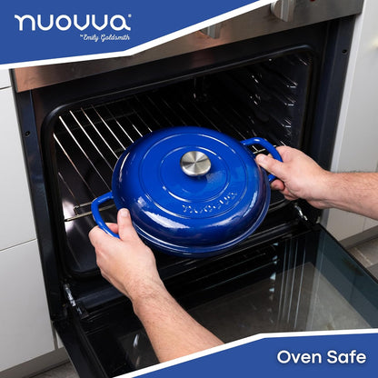 Shallow Enamelled Cast Iron Dutch Oven Casserole Pot (30cm & 32cm), Nuovva