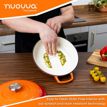 Shallow Enamelled Cast Iron Dutch Oven Casserole Pot (30cm & 32cm), Nuovva