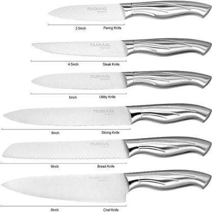 14-Piece Stainless Steel Kitchen Knife Set with Hardwood Block, Nuovva