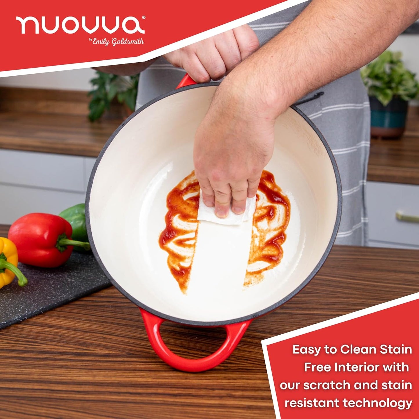 Enamelled Cast Iron Dutch Oven Casserole Pot, Nuovva