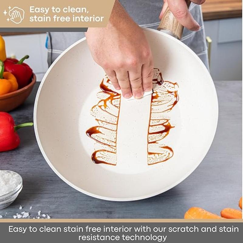 28cm Non-Stick Wok with Glass Lid, Nuovva