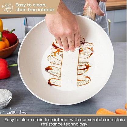 28cm Non-Stick Wok with Glass Lid, Nuovva