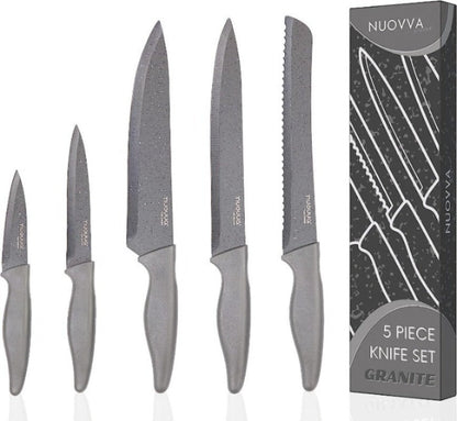 5-Piece Granite Non-Stick Kitchen Knife Set, Nuovva