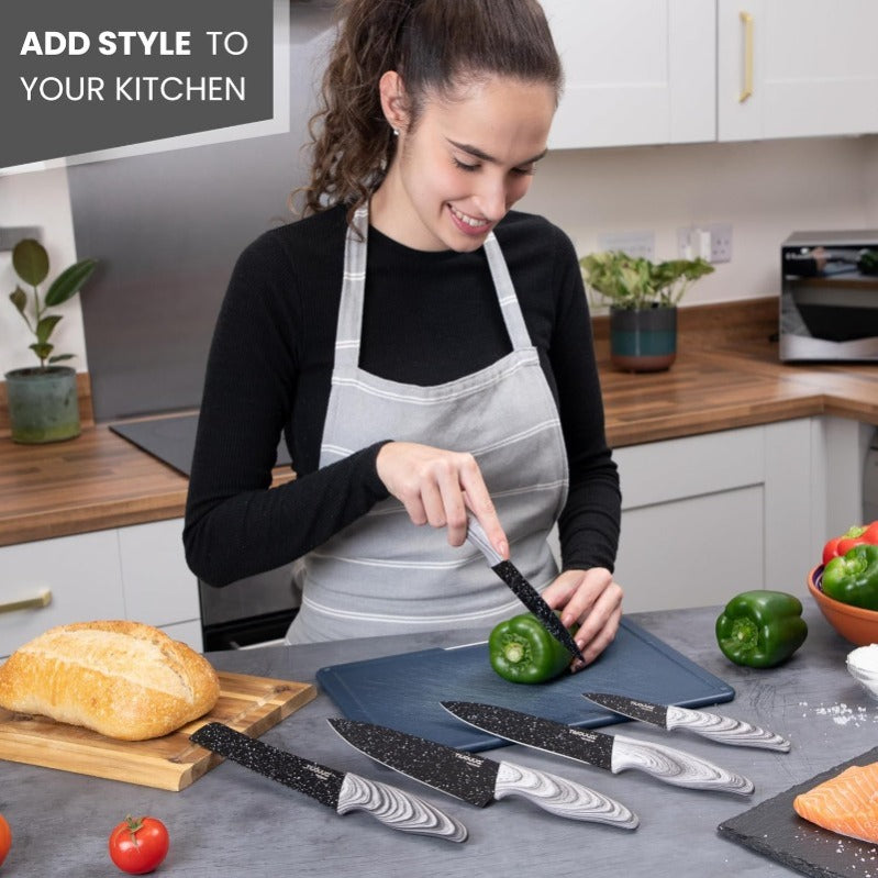 5-Piece Granite Non-Stick Kitchen Knife Set, Nuovva
