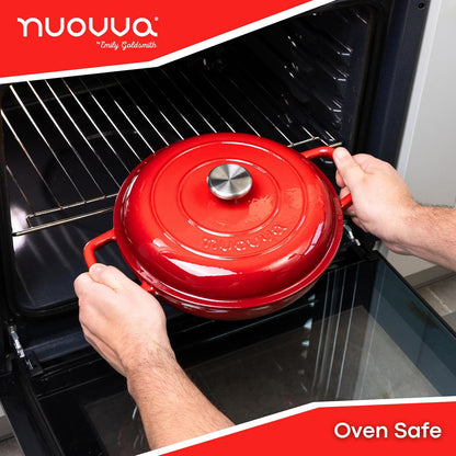 Shallow Enamelled Cast Iron Dutch Oven Casserole Pot (30cm & 32cm), Nuovva