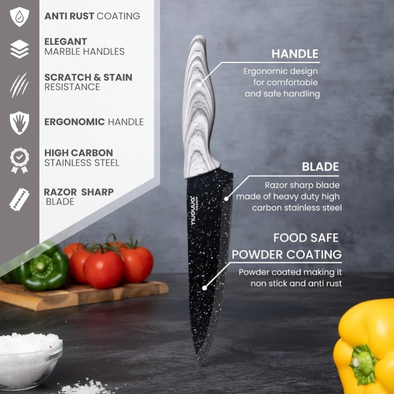5-Piece Granite Non-Stick Kitchen Knife Set, Nuovva