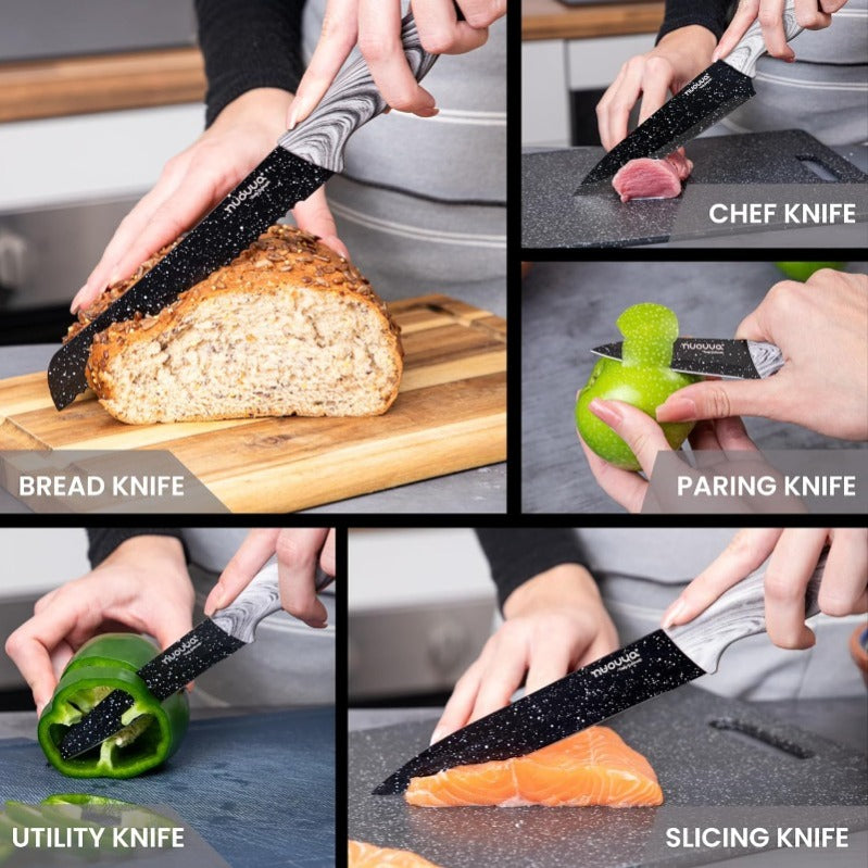5-Piece Granite Non-Stick Kitchen Knife Set, Nuovva