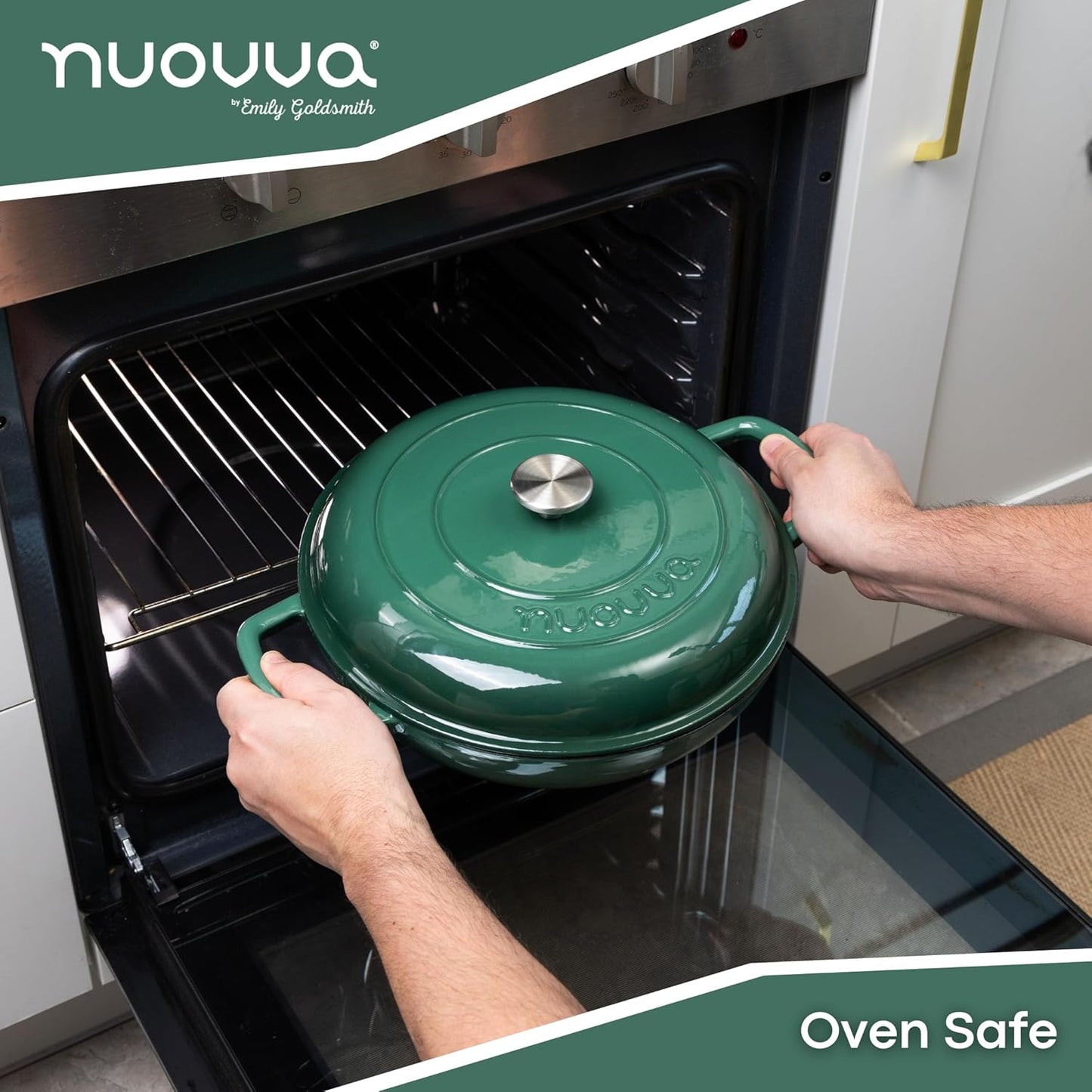 Shallow Enamelled Cast Iron Dutch Oven Casserole Pot (30cm & 32cm), Nuovva