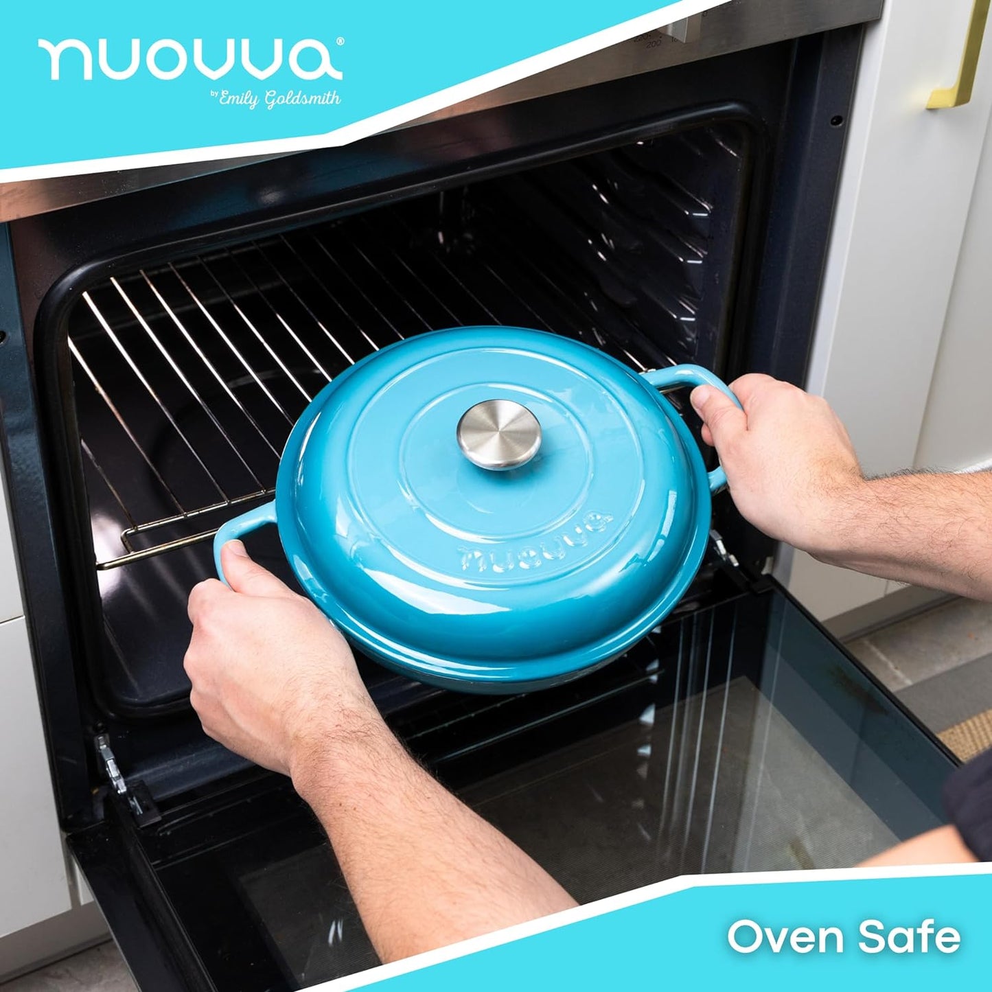 Shallow Enamelled Cast Iron Dutch Oven Casserole Pot (30cm & 32cm), Nuovva
