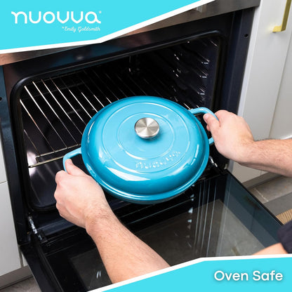Shallow Enamelled Cast Iron Dutch Oven Casserole Pot (30cm & 32cm), Nuovva
