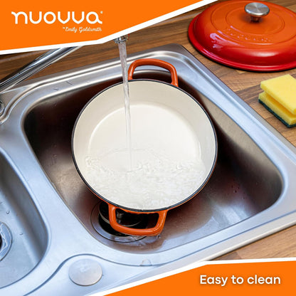 Shallow Enamelled Cast Iron Dutch Oven Casserole Pot (30cm & 32cm), Nuovva