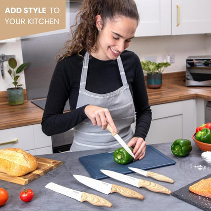 5-Piece Cream Granite Non-Stick Kitchen Knife Set, Nuovva