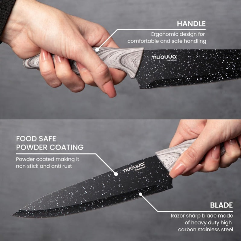 5-Piece Granite Non-Stick Kitchen Knife Set, Nuovva