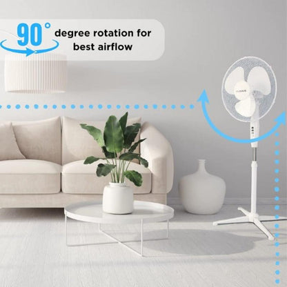 Oscillating 3-Speed Pedestal Fan (16inch) Black/White