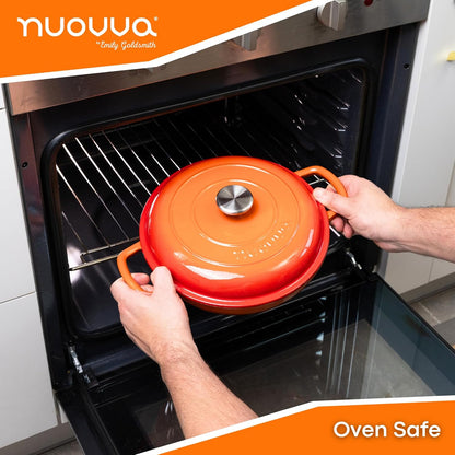 Shallow Enamelled Cast Iron Dutch Oven Casserole Pot (30cm & 32cm), Nuovva