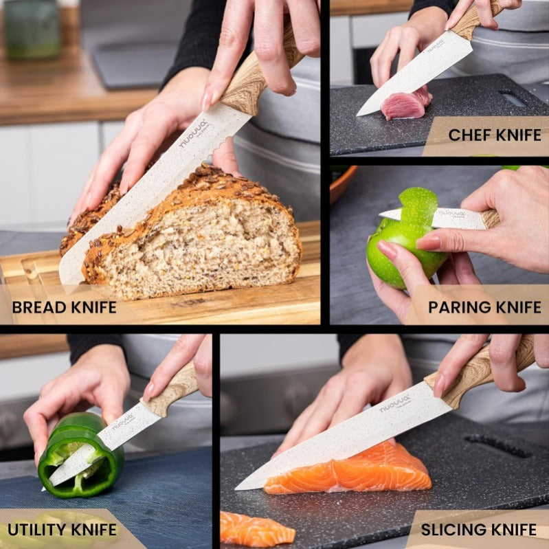 5-Piece Granite Non-Stick Kitchen Knife Set, Nuovva