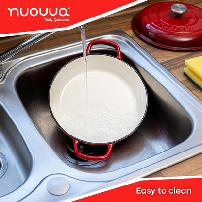 Shallow Enamelled Cast Iron Dutch Oven Casserole Pot (30cm & 32cm), Nuovva