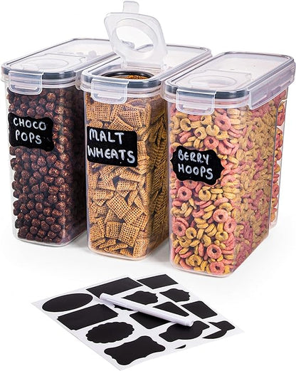 Airtight BPA-Free Cereal Food Storage Containers – 2.5L (Sets of 2,3,4,6 & 8) by Nuovva
