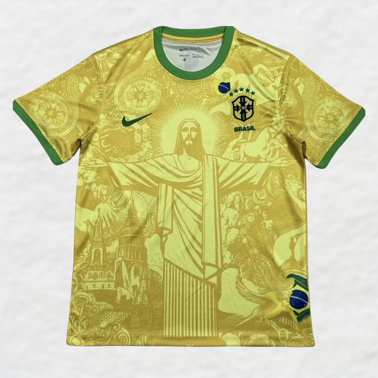 BRASILIEN 2024/25 gul »JESUS KRISTUS FORLØSEREN«-trøje – SPECIALUDGAVE
