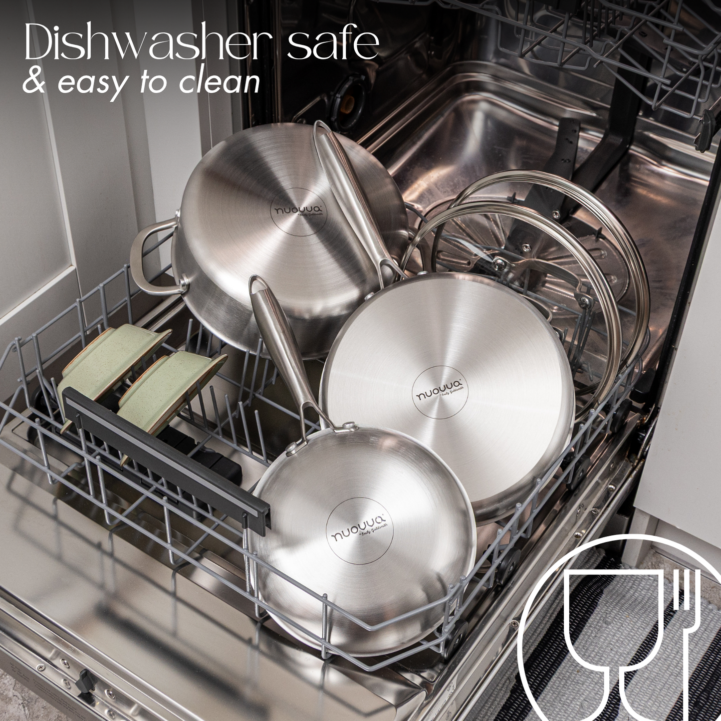 8-Piece Stainless Steel Cookware Set with Glass Lids, Nuovva