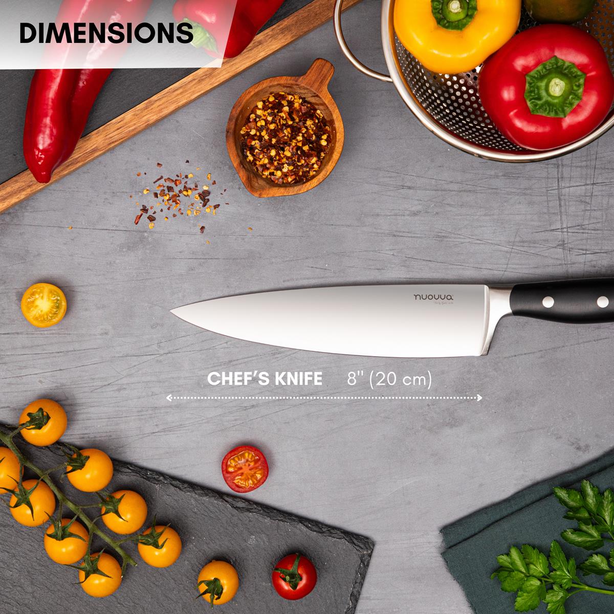 Professional High Carbon Stainless Steel Chef's Knife – 20cm, Nuovva