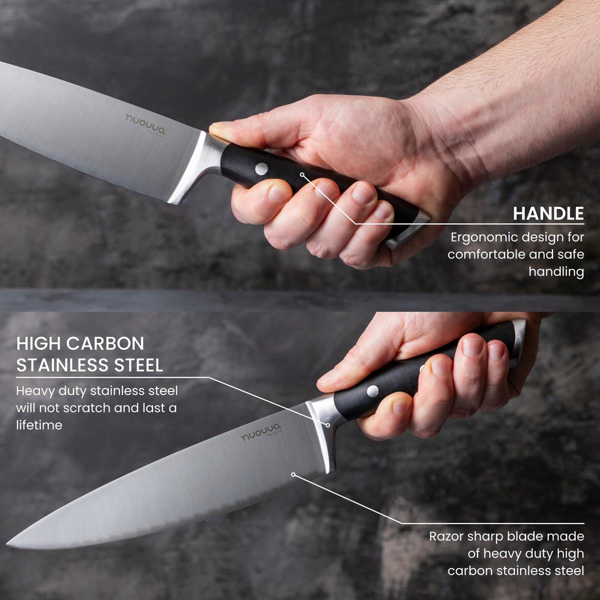 Professional High Carbon Stainless Steel Chef's Knife – 20cm, Nuovva