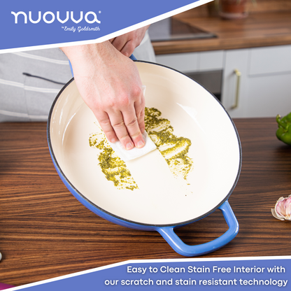 30cm Enamelled Cast Iron Shallow Dutch Oven Casserole Pot – 3.9L, Nuovva