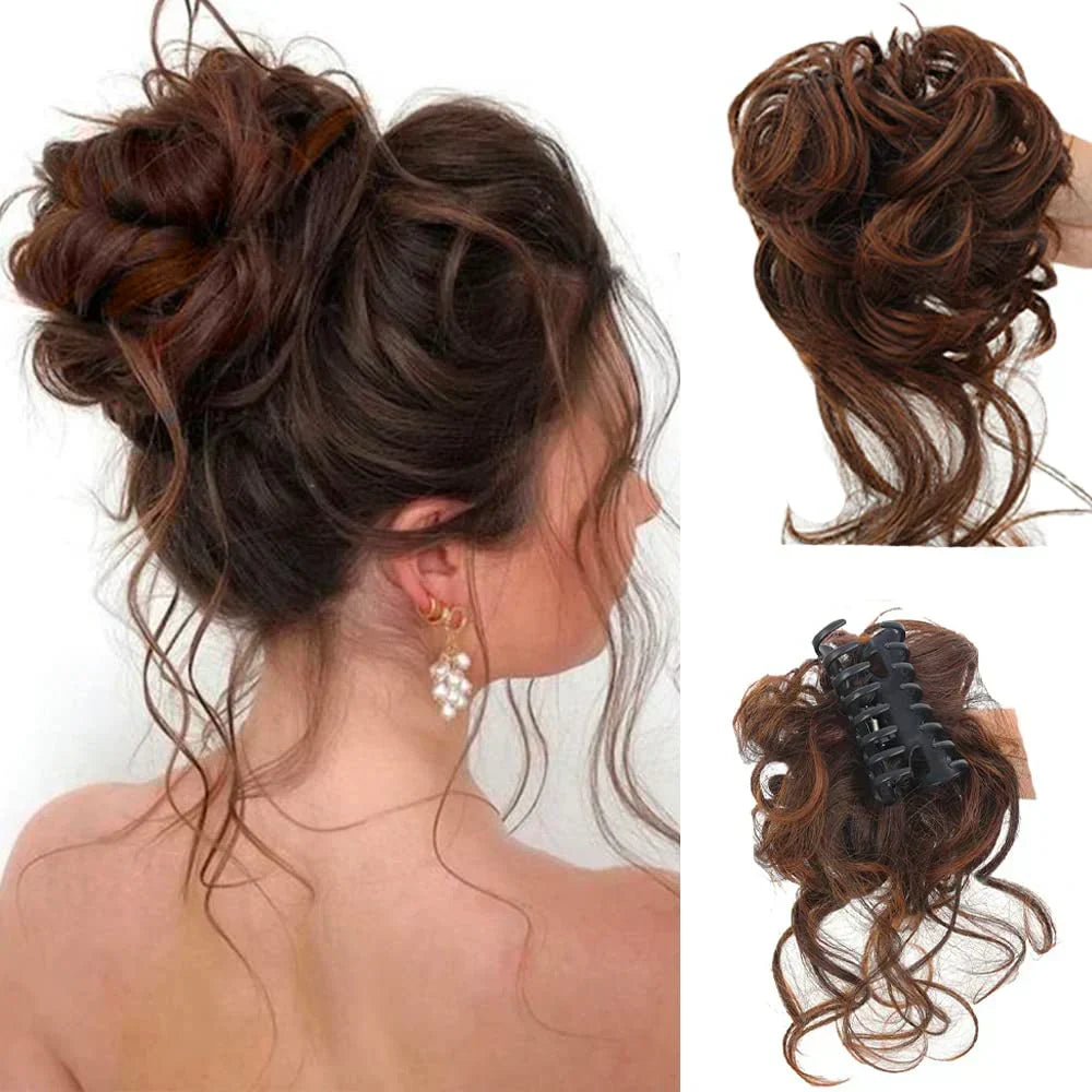 essantials | Curly Hair Bun – Clip-in Hair Piece with Volume and Natural Look