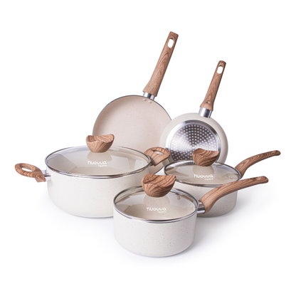 Kitchen Cookware Set of 5, 8, 15 & 35pcs with Lids - Multiple Colours