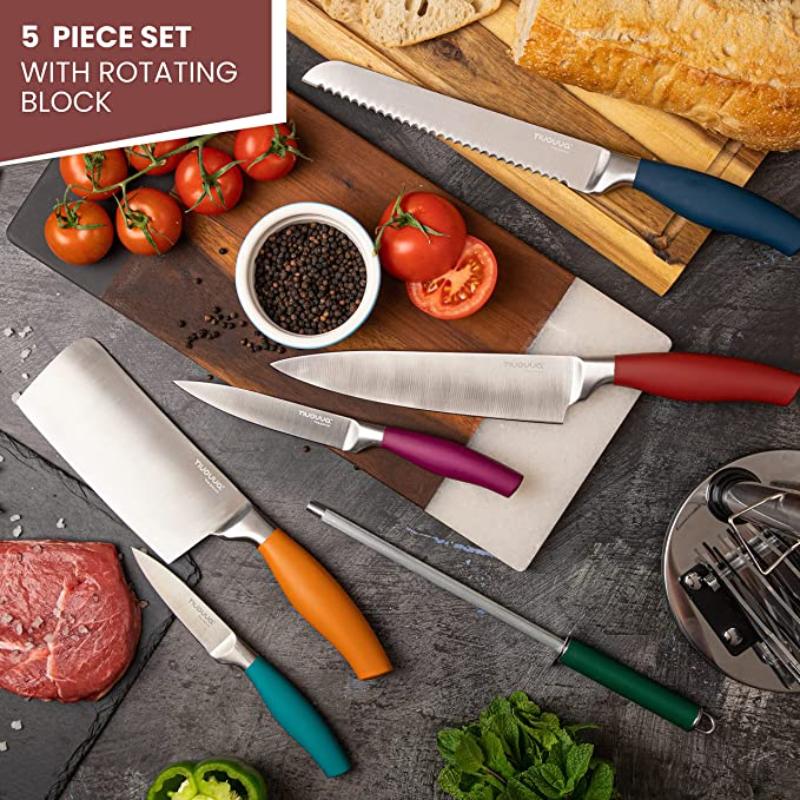 7-Piece  Kitchen Knife Set with Rotating Block, Nuovva